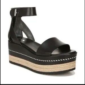 Sarto by Franco Sarto Messina Leather Platform Espadrille Sandals Black 8.5M